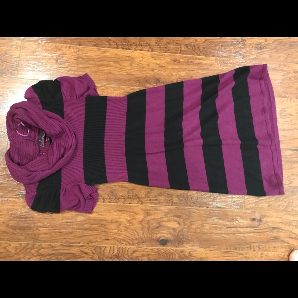Takeout sz S striped cowl neck sweater dress
